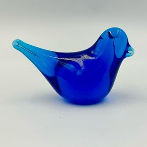 Hand-blown Cobalt Bluebird of Happiness Glass Collectible Paperweight Gift